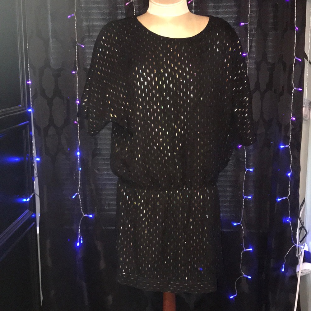 Silk Metallic Rainbow Foil Dash Mini Dress NWT NYE